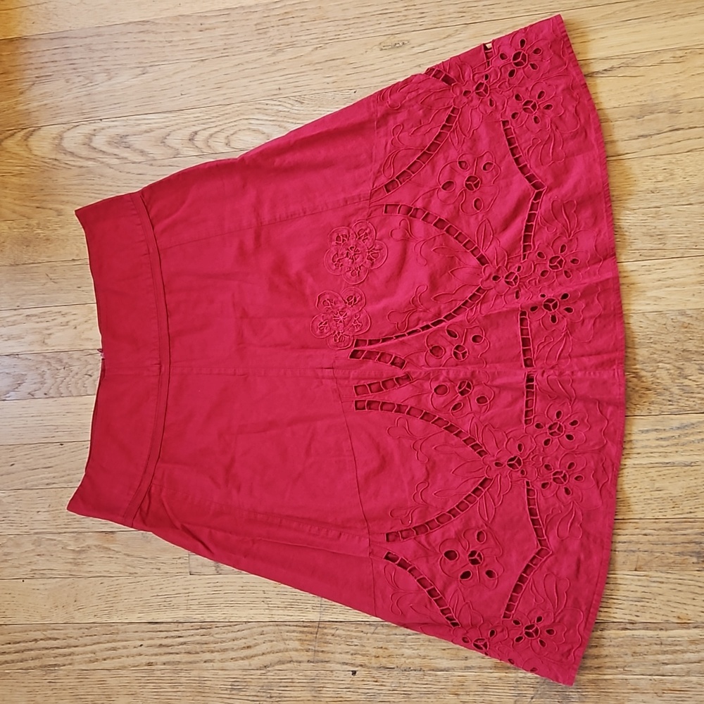 Wallis red eyelet full skirt 8